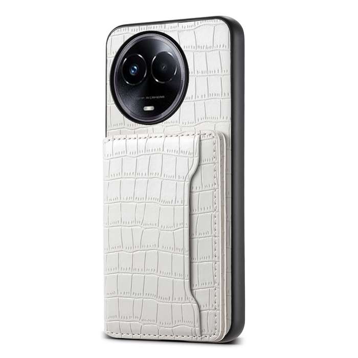 For Realme 11 5G Crocodile Texture Card Bag Design Full Coverage Phone Case(White)