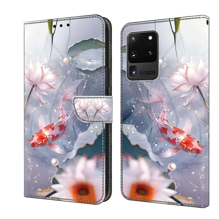 For Samsung Galaxy S20 Ultra Crystal Painted Leather Phone case(Koi)