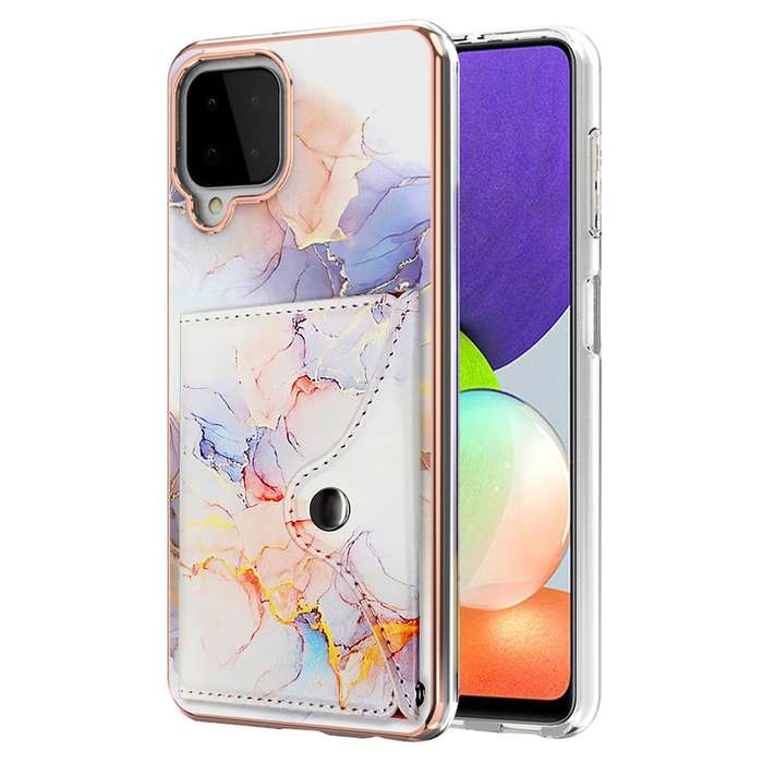 For Samsung Galaxy A22 4G EU Version Marble Pattern IMD Card Slot Phone Case(Galaxy Marble Whit