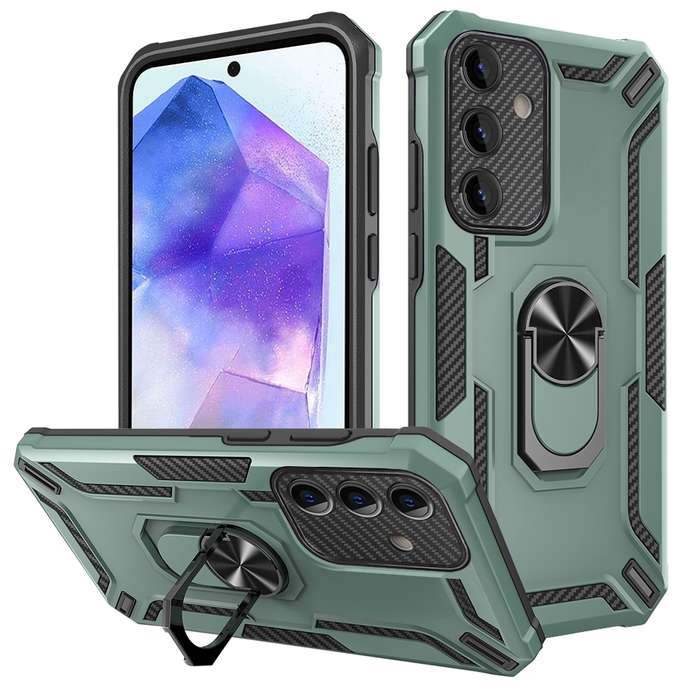 For Samsung Galaxy A55 5G Warship Armor 2 in 1 Shockproof Phone Case(Dark Green)