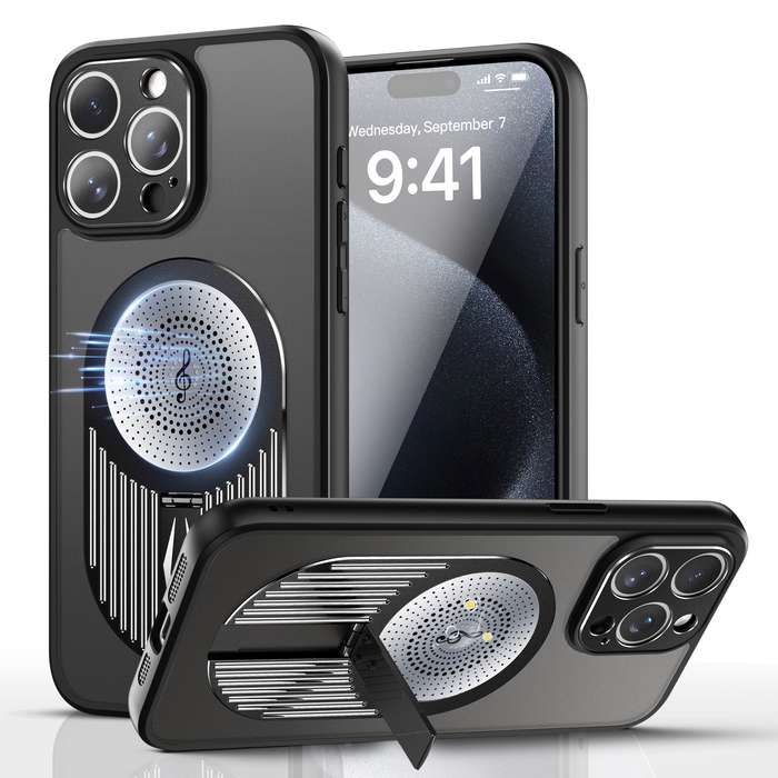 For iPhone 15 Pro Heat Dissipation Aromatherapy Holder Phone Case(Black)