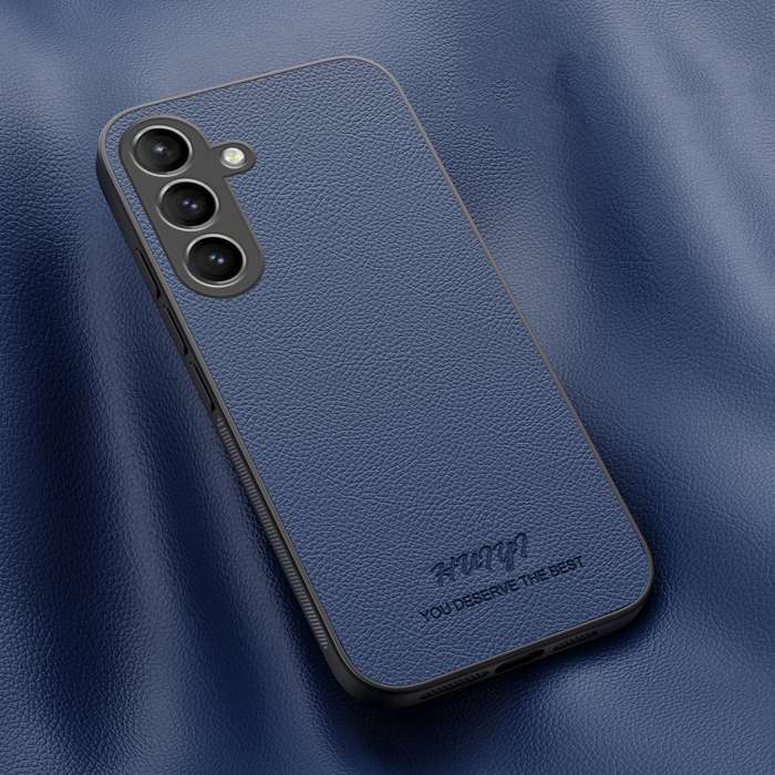 For Samsung Galaxy A55 5G HUIYI Leather MagSafe Magnetic Phone Case(Blue)