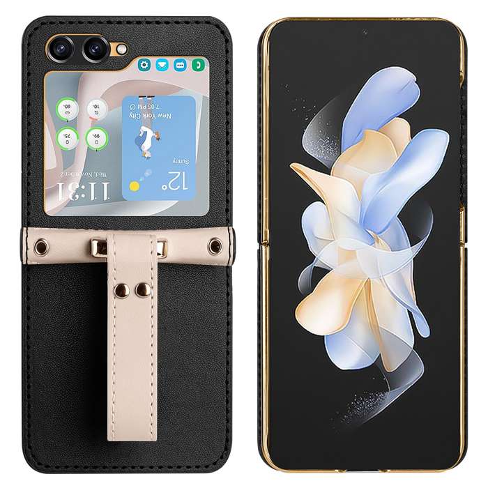 For Samsung Galaxy Z Flip5 Skin Feel Full Coverage Crossbody Phone Case with Hand Strap/Lanyard