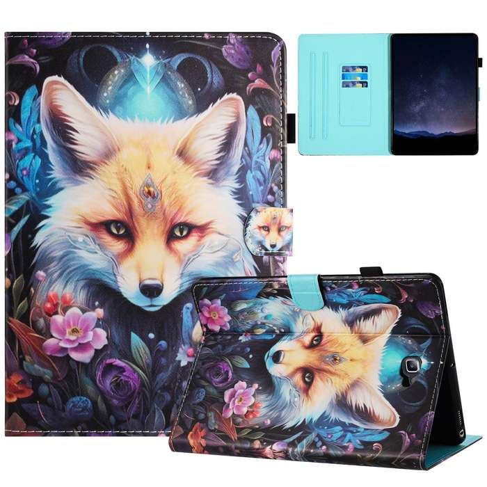For Samsung Galaxy Tab A 10.1 T580 Painted Litchi Leather Sewing Smart Tablet Case(Fox)