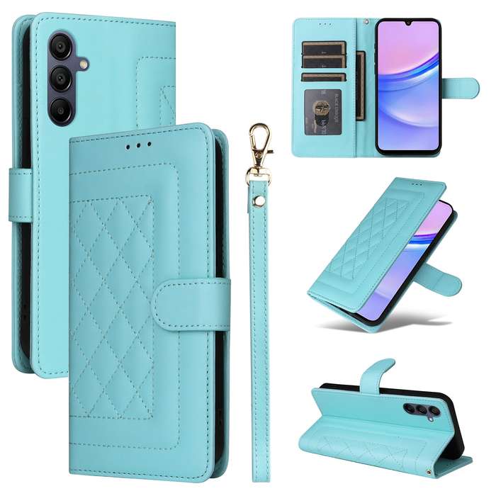 For Samsung Galaxy A15 5G / 4G Diamond Lattice Leather Flip Phone Case(Mint Green)