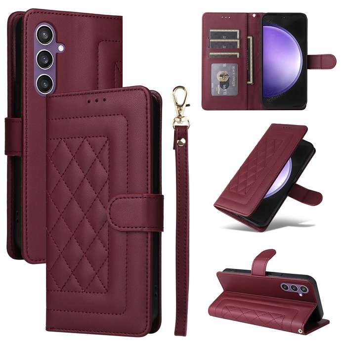 For Samsung Galaxy S23 FE 5G Diamond Lattice Leather Flip Phone Case(Wine Red)