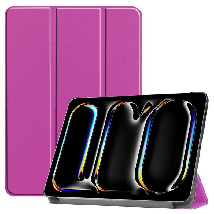For iPad Pro 11 2024 Custer Pure Color 3-Fold Holder Smart Leather Tablet Case(Purple)