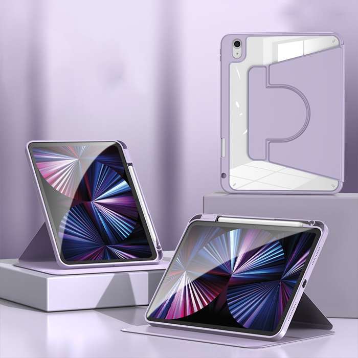 For iPad Pro 13 2024 2 in 1 Acrylic Split Rotating Leather Tablet Case(Lavender)