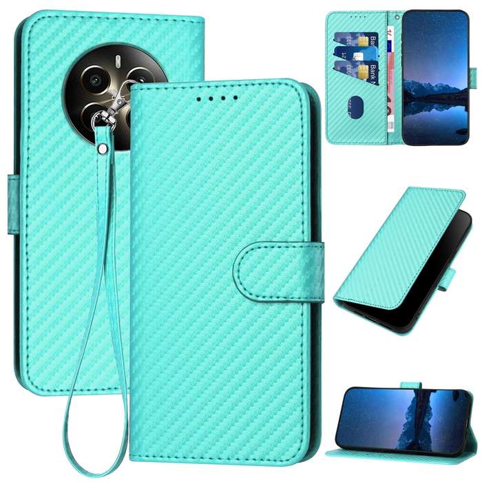 For Realme 12+ / Narzo 70 Pro 5G India YX0070 Carbon Fiber Buckle Leather Phone Case with Lanya