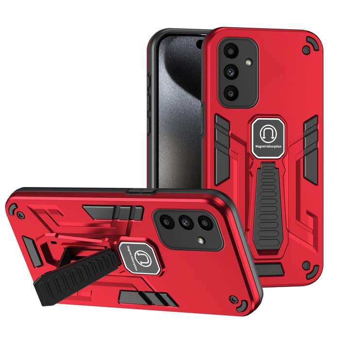 For Samsung Galaxy A15 Shockproof Holder Phone Case(Red)