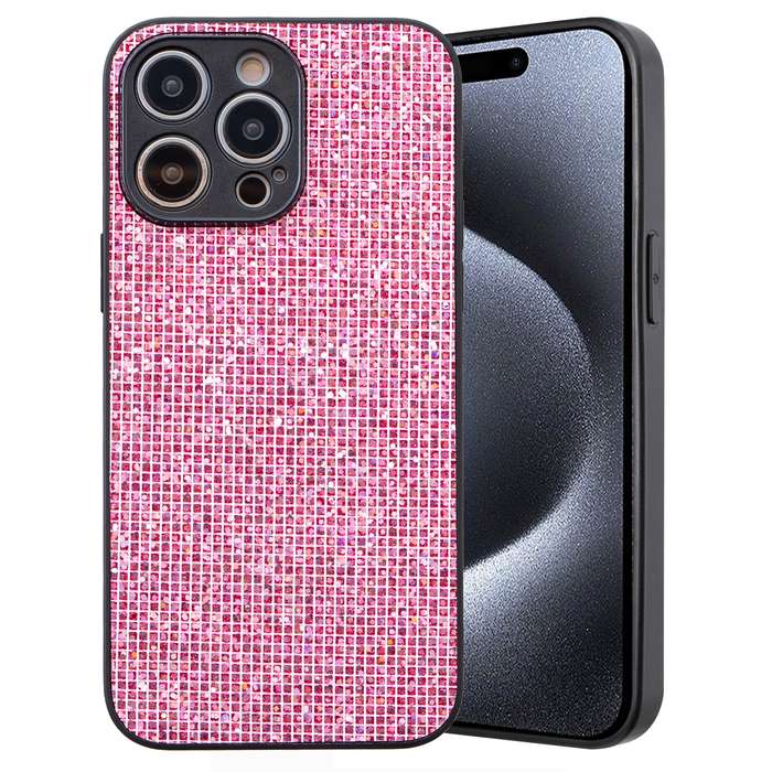 For iPhone 15 Pro Max Glitter Powder TPU Hybrid PC Phone Case(Pink)