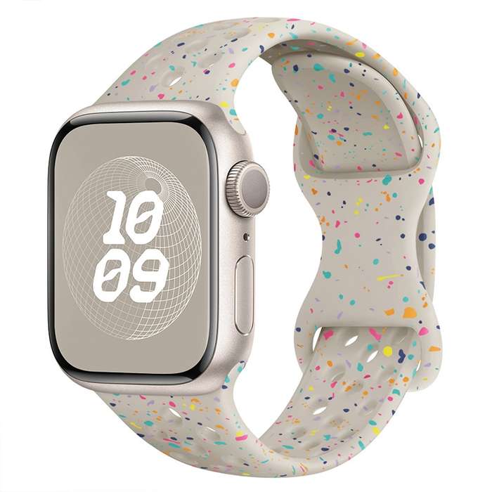 For Apple Watch Series 2 42mm Hole Style Butterfly Buckle Camouflage Silicone Watch Band(Starli