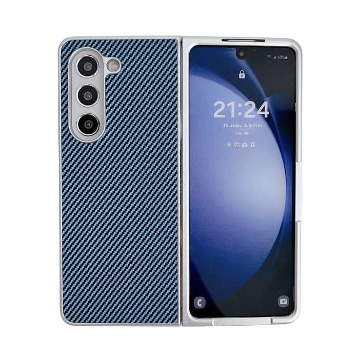 For Samsung Galaxy Z Fold6 Kevlar Carbon Fiber Ultra-thin Shockproof Phone Case(Blue)