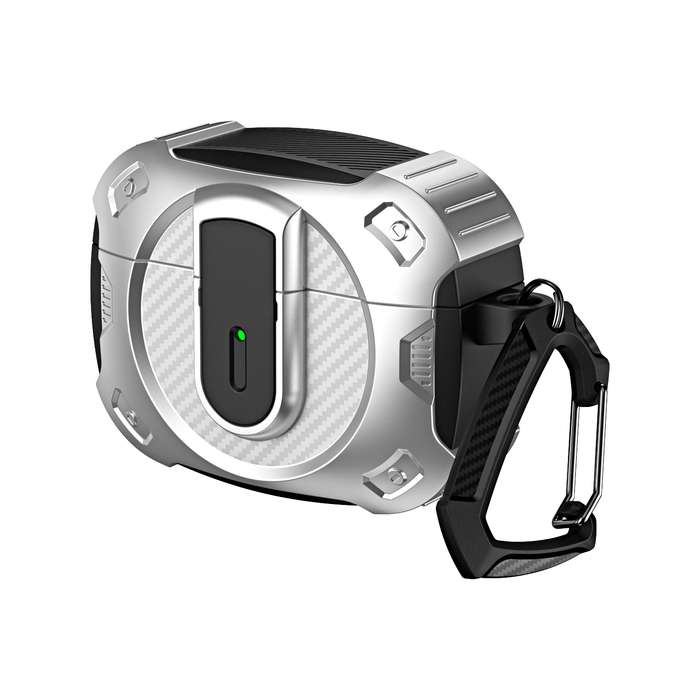 For AirPods Pro Lock Shockproof Bluetooth Earphone Protective Case(Black Silver)