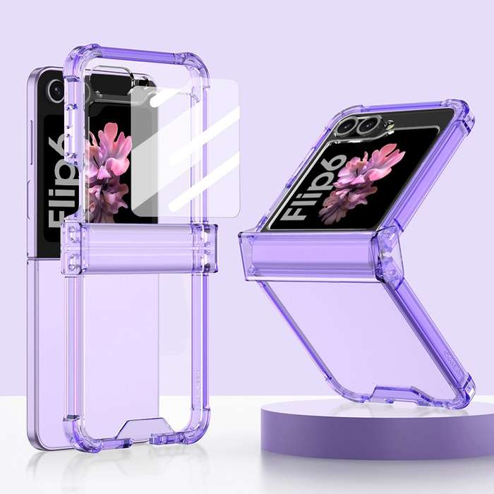 For Samsung Galaxy Z Flip6 GKK Airbag Hinge Full Coverage Phone Case with Tempered Film(Purple)