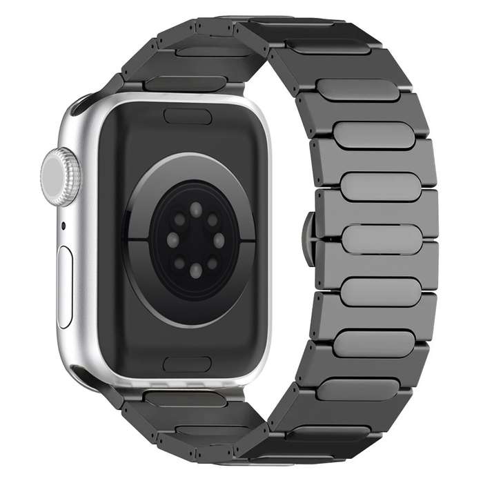 For Apple Watch Series 7 45mm Oval Butterfly Buckle Titanium Alloy Watch Band(Grey)