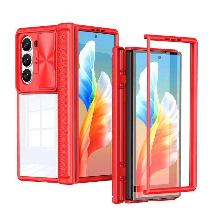 For Samsung Galaxy Z Fold6 5G Transparent Tempered Glass Shockproof Folding Phone Case with Hin
