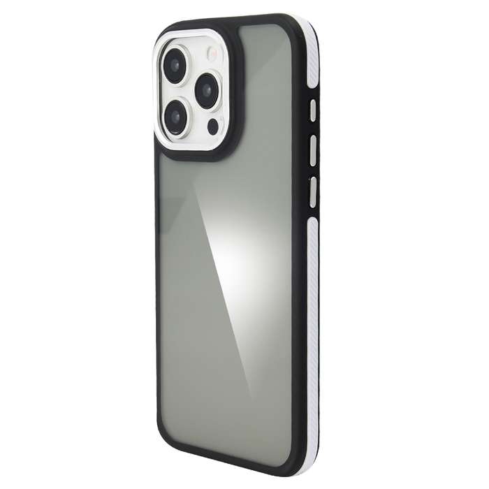 For iPhone 15 Pro Max Gold Shield 3 in 1 Phone Case(White)