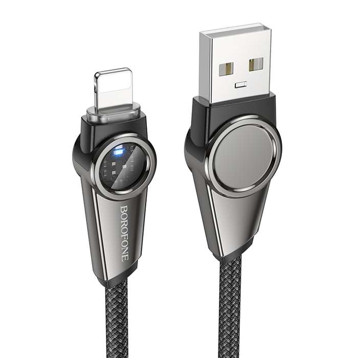 Borofone BU49 Shine 1.2m 2.4A Intelligent Power-off USB to 8 Pin Charging Data Cable(Black)