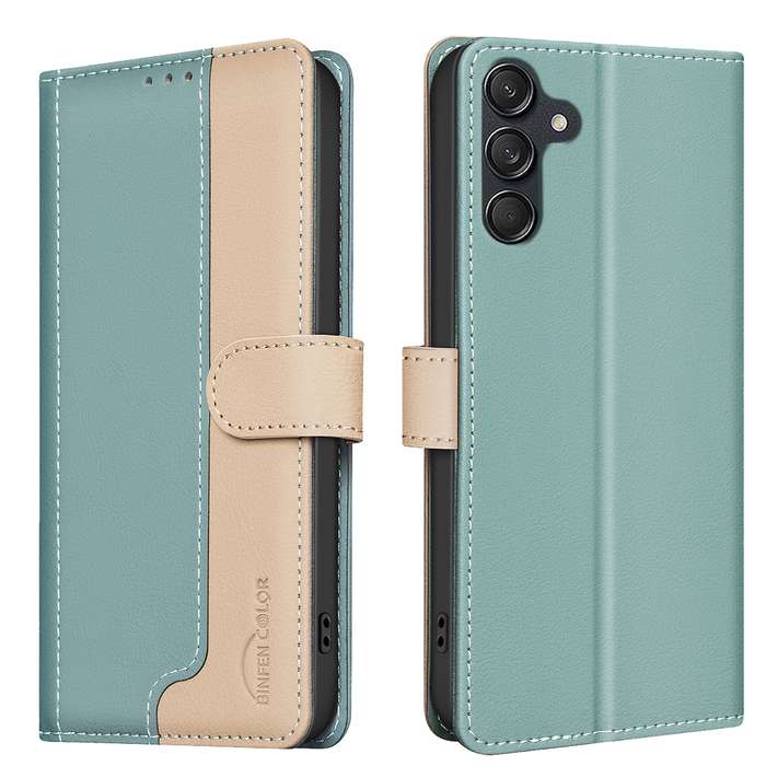 For Samsung Galaxy A34 5G Color Matching RFID Anti-theft Leather Phone Case(Green)