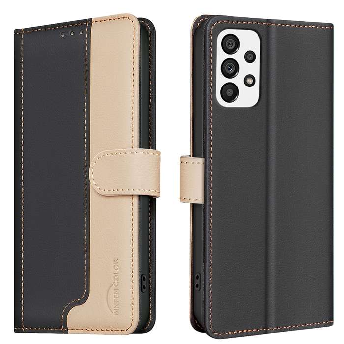 For Samsung Galaxy A53 5G Color Matching RFID Anti-theft Leather Phone Case(Black)