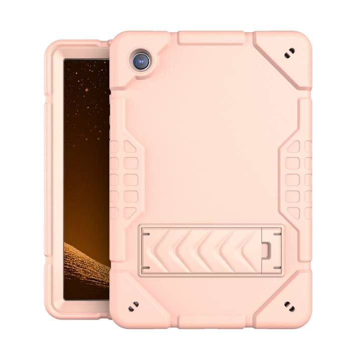 For Samsung Galaxy Tab A8 Armor Holder Silicone Hybrid PC Tablet Case(Rose Gold)