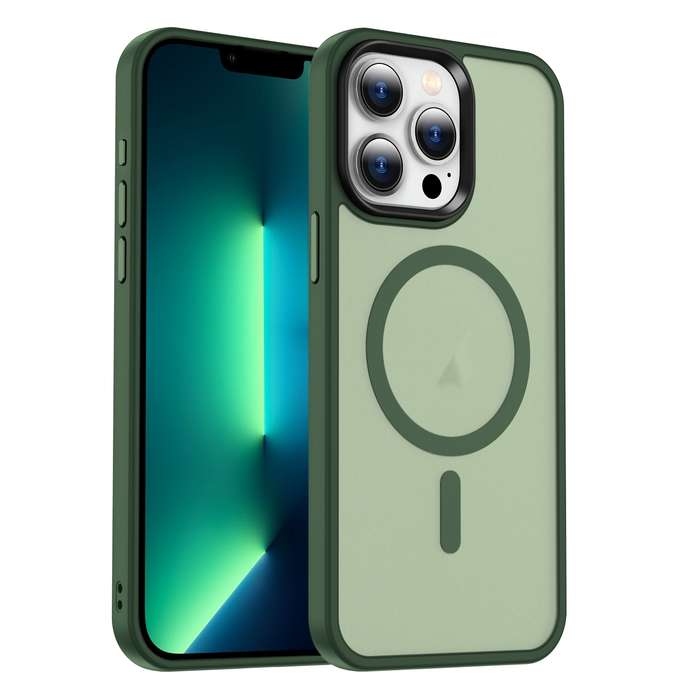 For iPhone 13 Pro Max MagSafe Magnetic Skin Feel Frosted Phone Case(Dark Green)