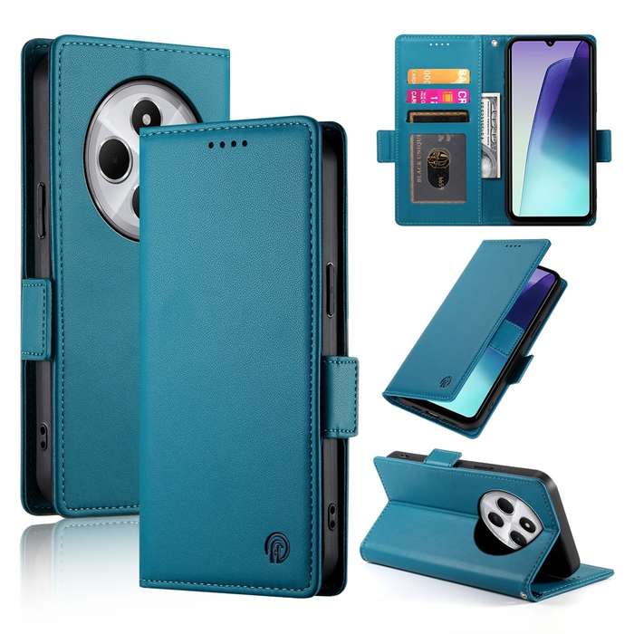 For Redmi 14C 4G Side Buckle Magnetic Frosted Leather Phone Case(Rose Gold)