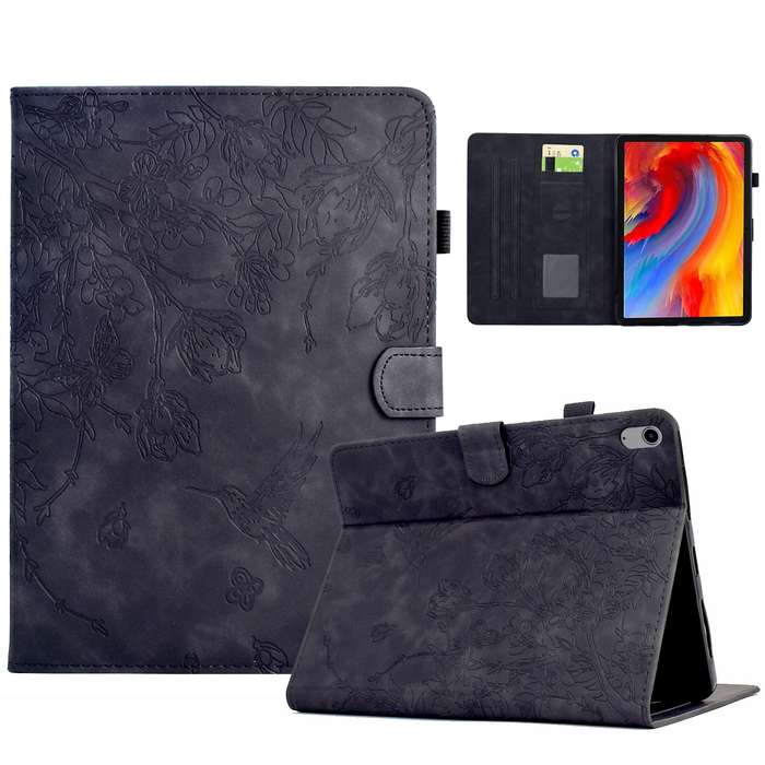 For iPad mini 6 Flowers and Bird Embossed Smart Leather Tablet Case(Brown)