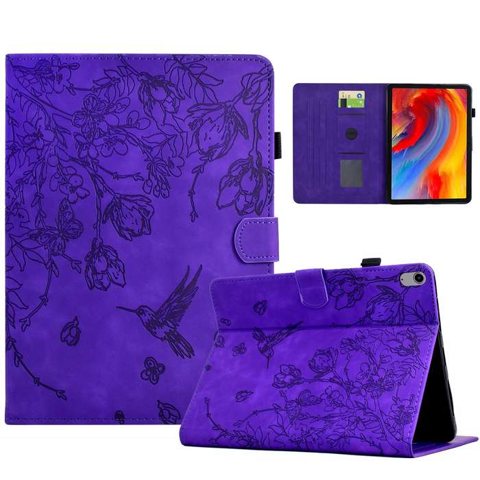 For iPad mini 6 Flowers and Bird Embossed Smart Leather Tablet Case(Brown)