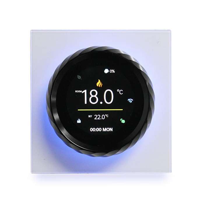 BHT-2007-P16-GB Electric Heating 1.6 inch TFT Color Screen Threaded Knob Thermostat(White Black)