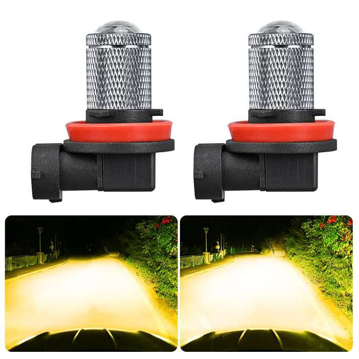 H11 Pair 8.5W 12-60V Car Lens Fog Light Bulb(Gold Light)