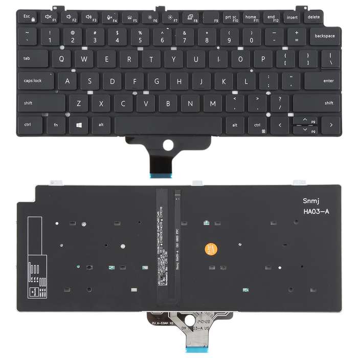 US Version Backlit Laptop Keyboard for Dell LATITUDE P33S 13-7300 7310(Black)
