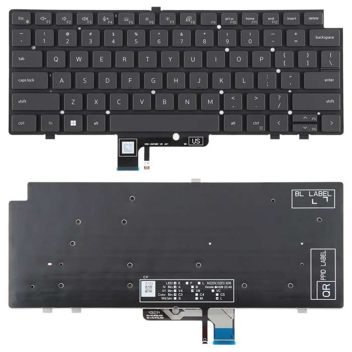 US Version Backlit Laptop Keyboard for Dell Latitude 7340 7440 7640(Black)