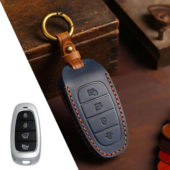 For Hyundai Staria / Sonata 4-button B122 Crazy Horse Cowhide Car Key Protection Cover(Brown)