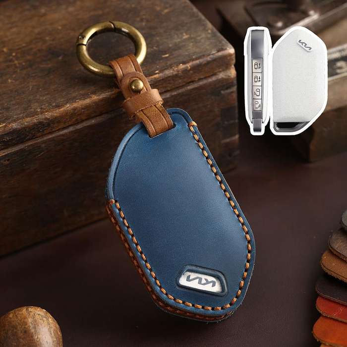 For Kia K3 / K5 2024 Hallmo Crazy Horse Cowhide Car Key Protection Cover(9-button Brown)