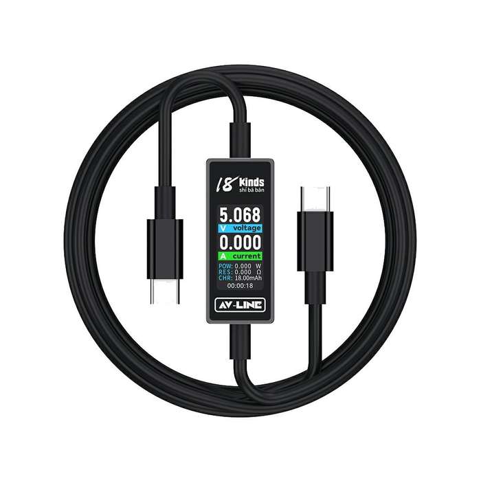 18 Kinds AV-Line Pro 1.2m Intelligent Detection Charging Data Cable, Interface:Type-C to Type-C