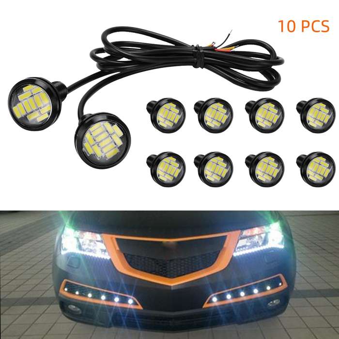 10 PCS 23mm 12LEDs SMD-4014 DC9-80V Motorcycle Eagle Eye Light(White and Yellow Light)