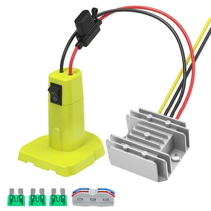 For RYOBI 18V Lithium Battery Battery Switch Button Adapter Converter With Fuses, Specifications:12V