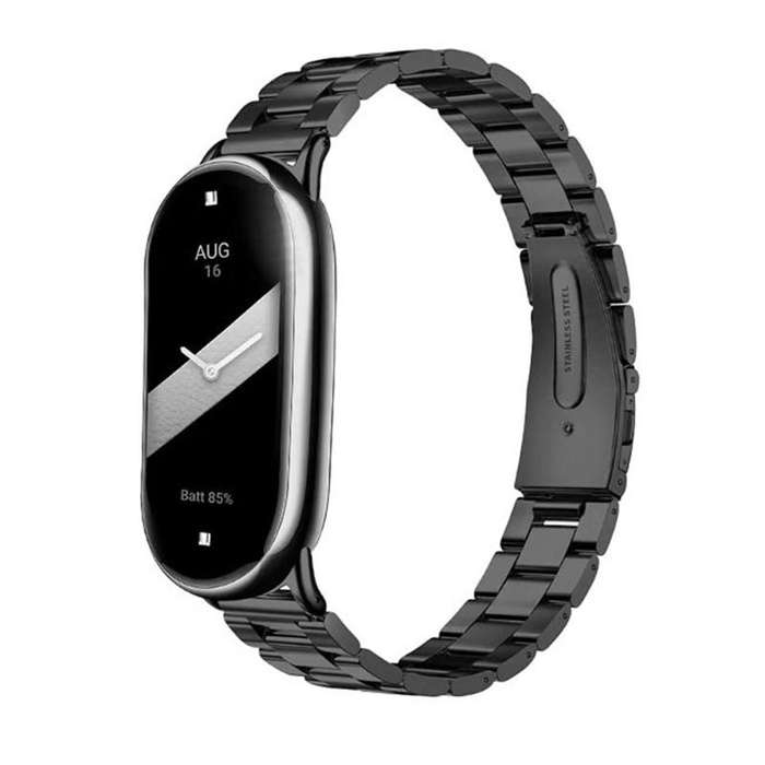 For Xiaomi Band 9 / 8 Tri-beads Flat Buckle Titanium Alloy Watch Band(Silver)