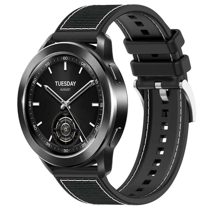 22mm For Xiaomi Watch S3 / 2 Pro / S2 / S1 xDfind Hybrid Nylon Braid Silicone Watch Band(Midnight Bl