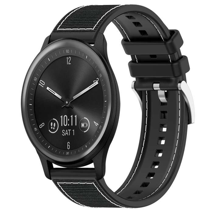 20mm For Garmin?Vivomove?Sport/Vivoactive5/3 xDfind Hybrid Nylon Braid Silicone Watch Band(Midnight