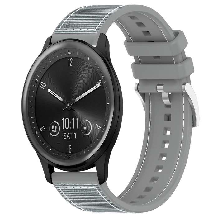 20mm For Garmin?Vivomove?Sport/Vivoactive5/3 xDfind Hybrid Nylon Braid Silicone Watch Band(Midnight