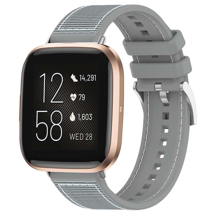 For Fitbit Versa 2/Versa/Versa Lite 20mm xDfind Hybrid Nylon Braid Silicone Watch Band(Midnight Blue
