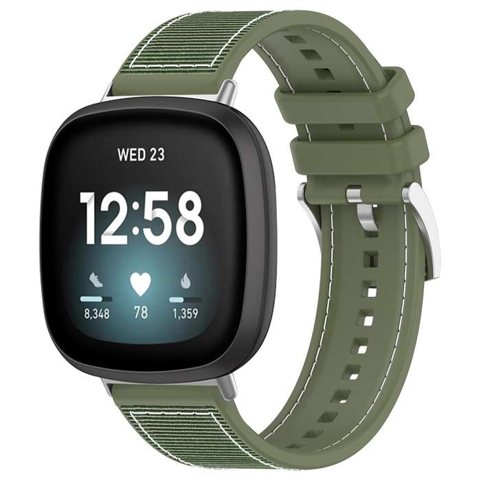 For Fitbit Versa 4/Versa3/Sense2/Sense 20mm xDfind Hybrid Nylon Braid Silicone Watch Band(Midnight B