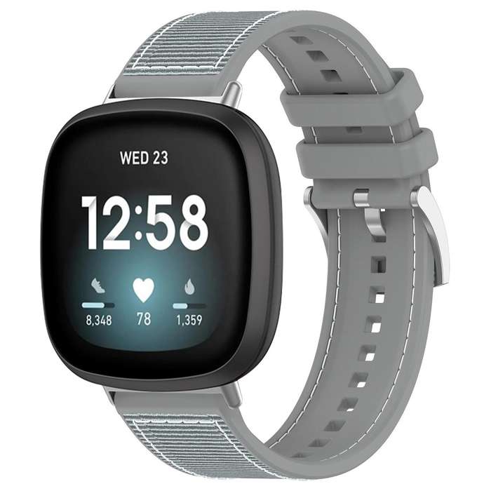 For Fitbit Versa 4/Versa3/Sense2/Sense 20mm xDfind Hybrid Nylon Braid Silicone Watch Band(Midnight B