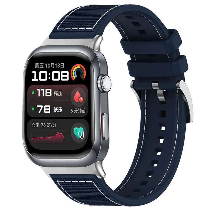For Huawei Watch D2 22mm xDfind Hybrid Nylon Braid Silicone Watch Band(Midnight Blue)