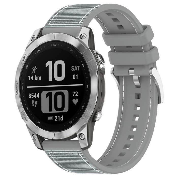 For Garmin Fenix 8/7/6/5 22mm xDfind Hybrid Nylon Braid Silicone Watch Band(Midnight Blue)