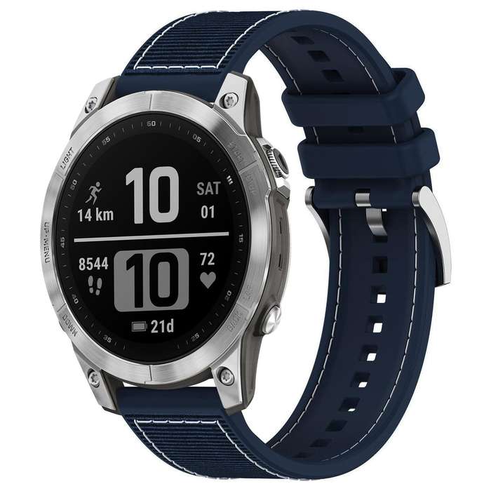 For Garmin Fenix 8/7/6/5 22mm xDfind Hybrid Nylon Braid Silicone Watch Band(Midnight Blue)