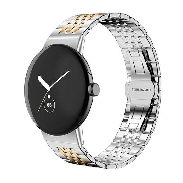 For Google Pixel Watch 3 45mm 22mm xDfind Seven-bead Solid Stainless Steel Watch Band(Silver)